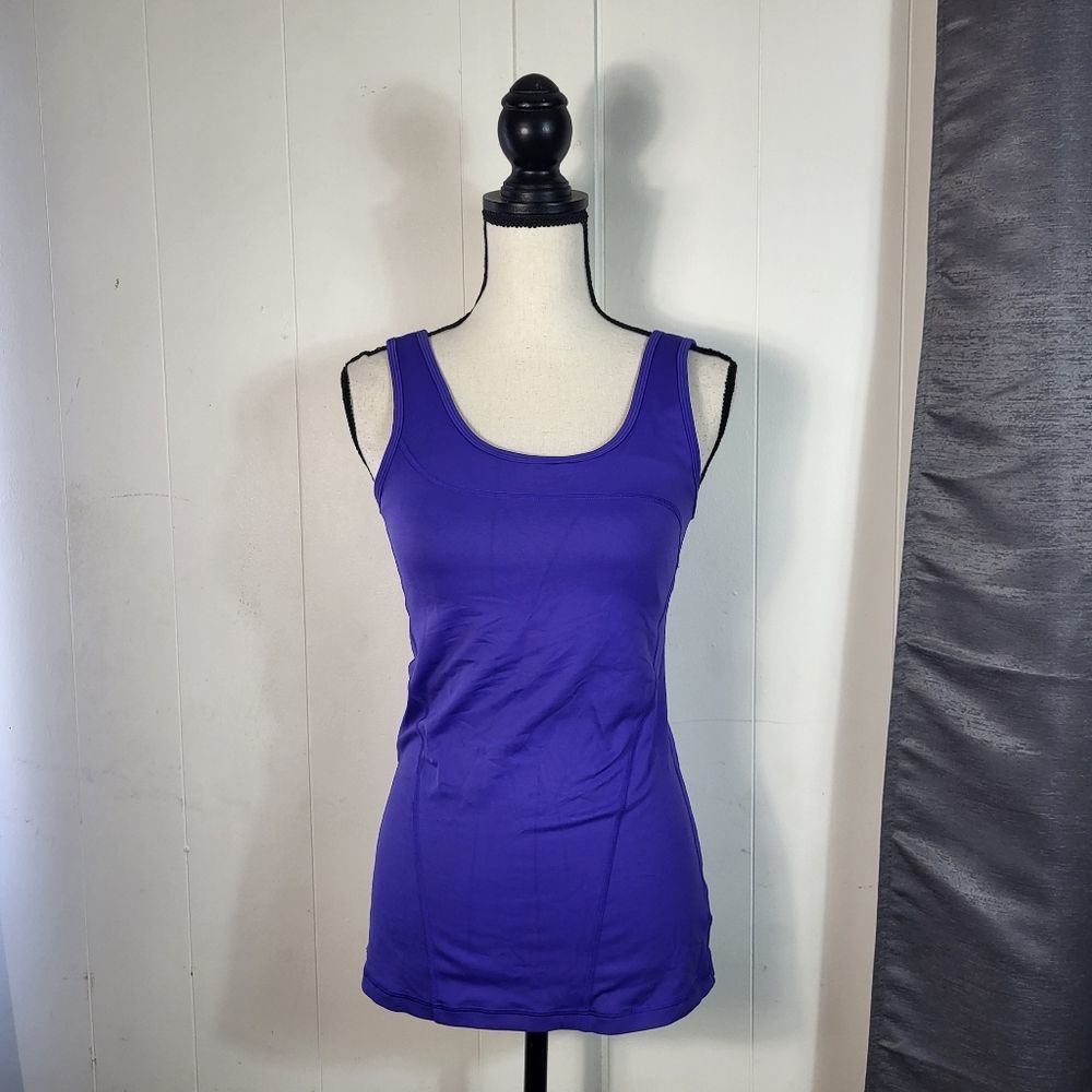 LOLE Purple Double Scoop Neck Fitted Coolmax Athletic Sports Tank Size Medium